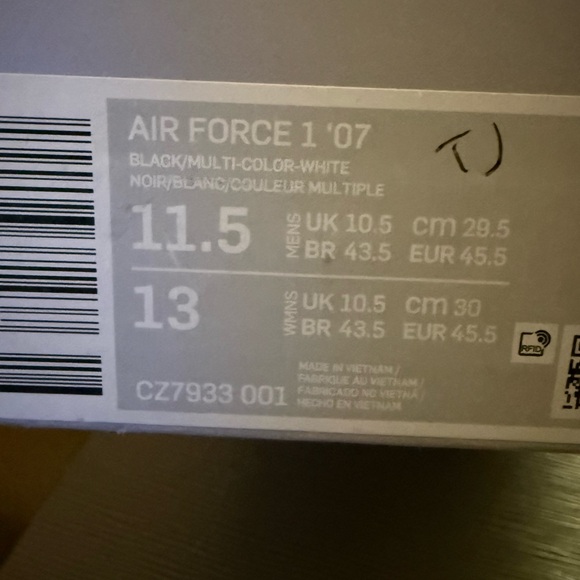 Nike Air Force 1 \'07 Black Multi-Color Sneakers